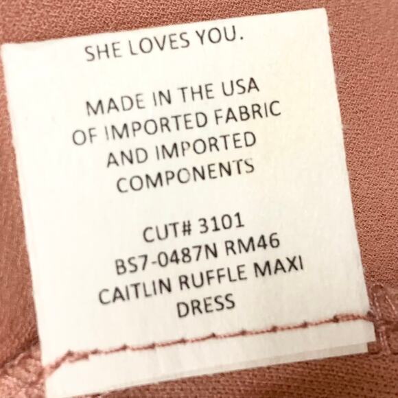 Show Me Your Mumu Caitlin Ruffle Maxi Dress Rustic Mauve Crisp Size Small - Picture 7 of 13